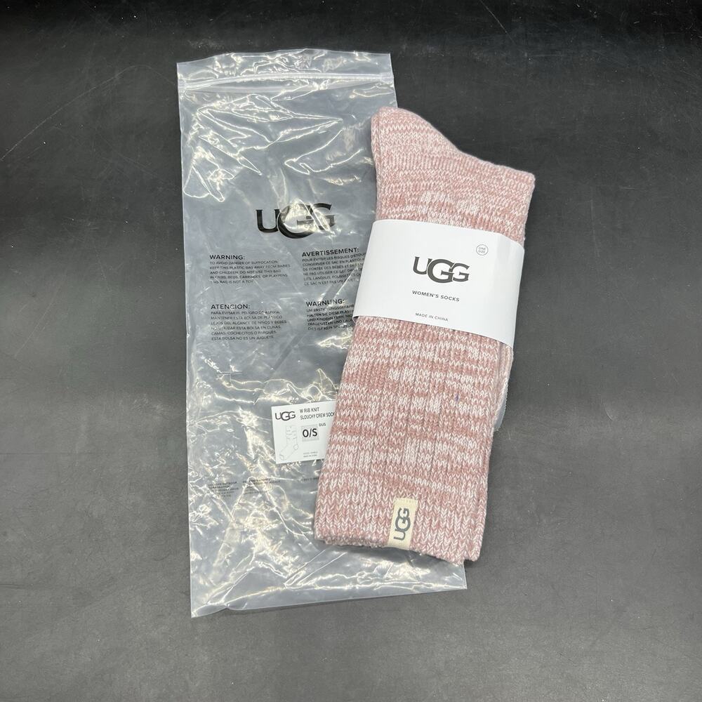 UGG Slouchy Crew Sock w/Rib Knit Dusk Pink One Size Brand New